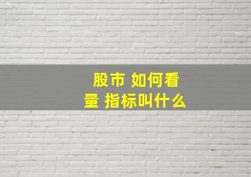 股市 如何看量 指标叫什么